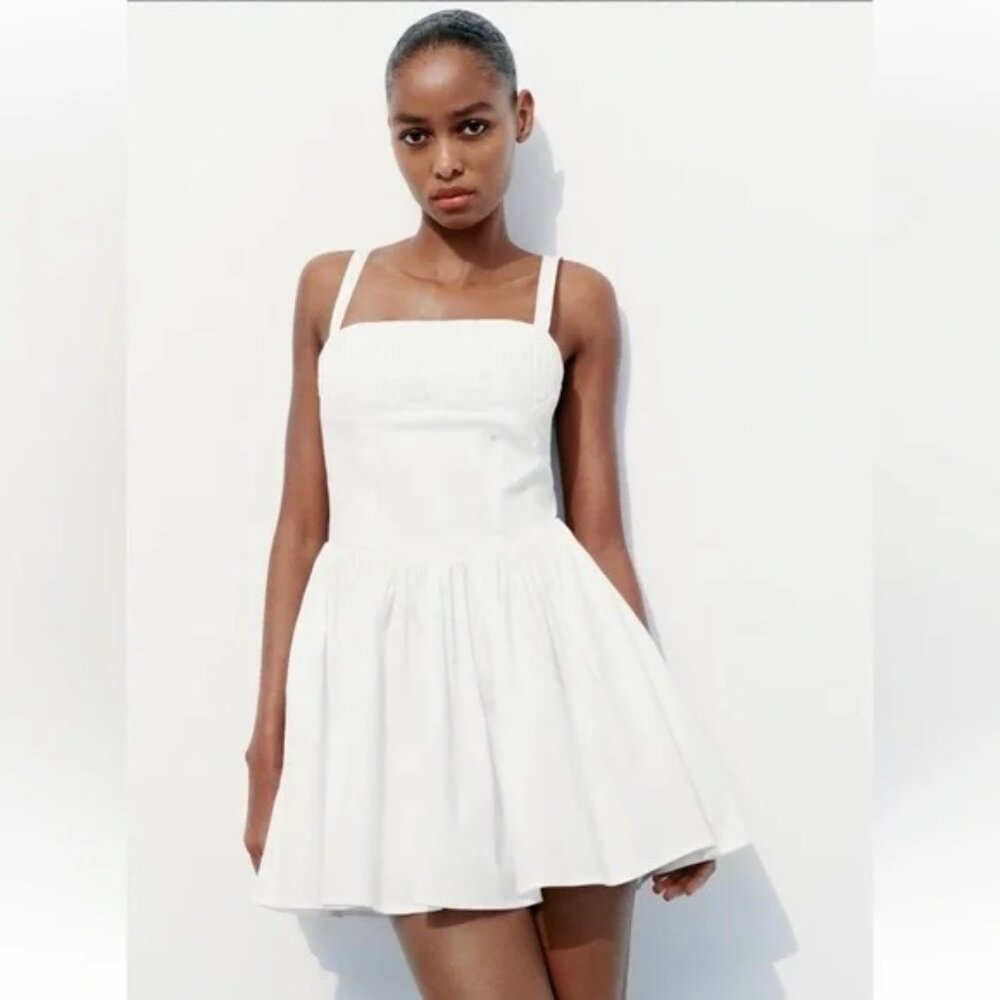 Zara  VOLUMINOUS SKIRT DRESS ECRU 0/5107/311/712/03